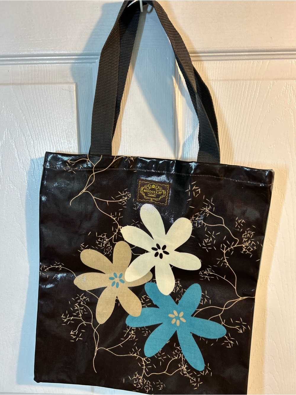 Modella Tote Bag - Black, Cream & Blue